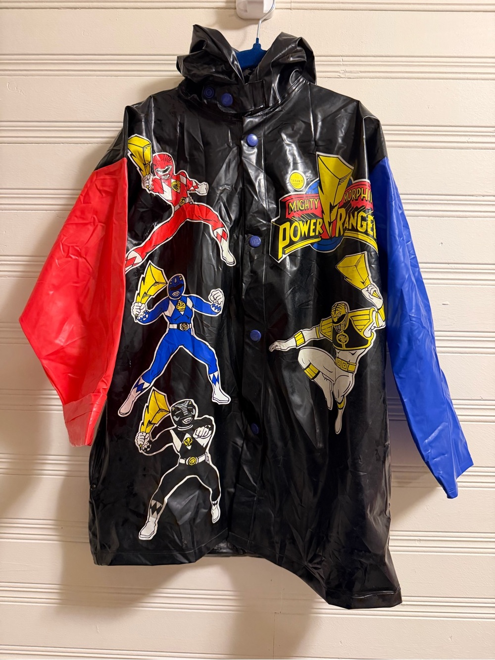 Vintage 1995 Mighty Morphin Power Rangers Vinyl Raincoat Saban 90s